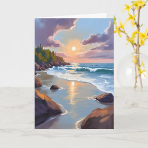 Carte Peinture aquarelle de la plage du bord de mer océa