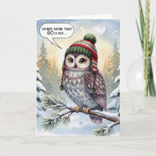 Carte Peinture aquarelle d'un hibou en chapeau d'hiver p