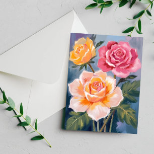 Carte Peinture aquarelle florale de rose de printemps ca