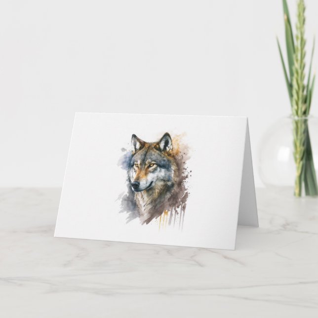 Carte Peinture aquarelle Wolf (Devant)