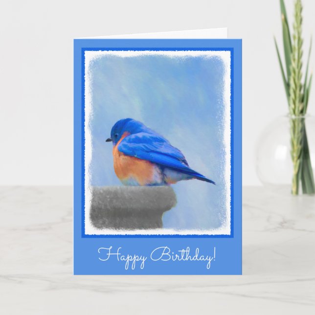 Carte Peinture Bluebird - Art original pour oiseaux (Devant)