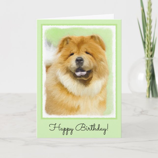 Carte Peinture Chow Chow - Joli art original chien (Devant)