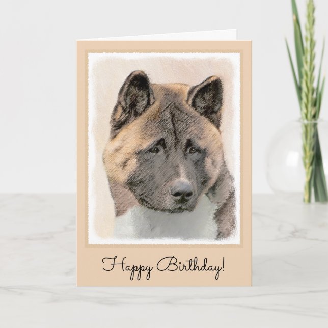Carte Peinture d'Akita - Beau art original de chien (Devant)