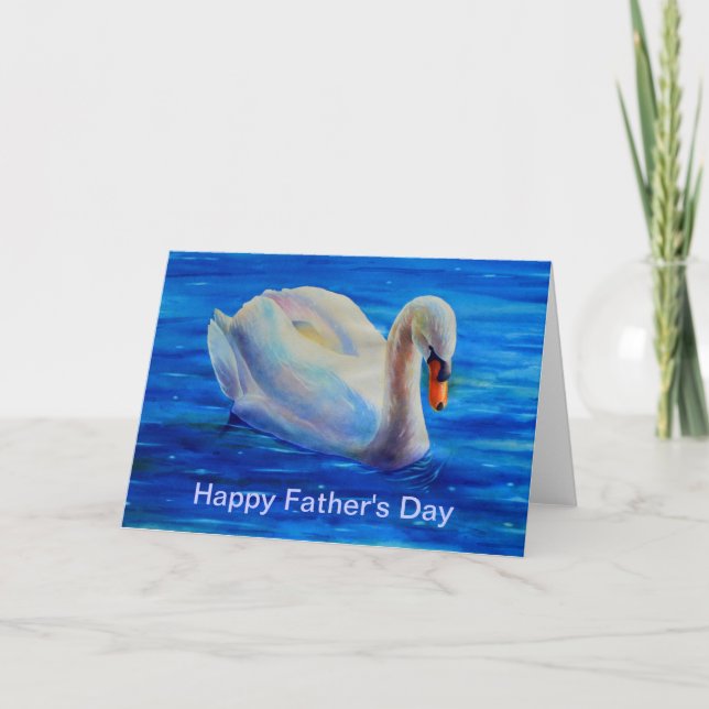 Carte Peinture d'aquarelle de cygne blanc, sauvagine, oi (Devant)