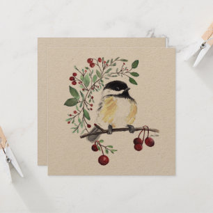 Carte Peinture de chickadee mignonne
