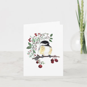 Carte Peinture de chickadee mignonne