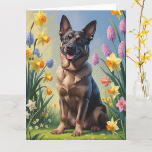 Carte Peinture de fleurs printanières du Malinois belge