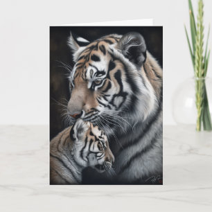Carte Peinture de la fête des mères Tigre et son petit