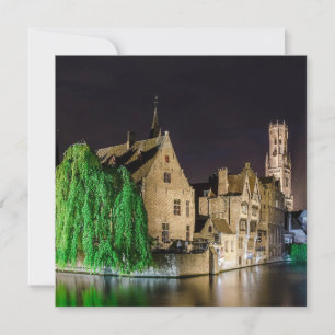 Carte Peinture de la vieille ville de Bruges et tour du 