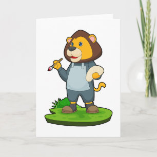 Carte Peinture de lion Peinture pinceau