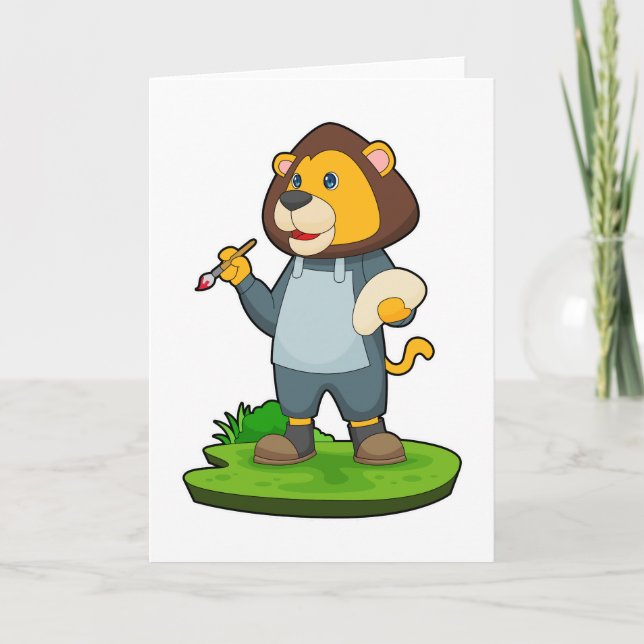 Carte Peinture de lion Pinceau (Devant)
