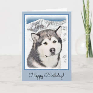 Carte Peinture de malamut en Alaska - jolie art original