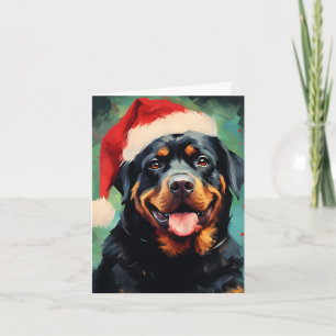Carte Peinture de Noël Rottweiler