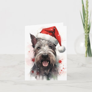 Carte Peinture de Noël Schnauzer miniature artwo