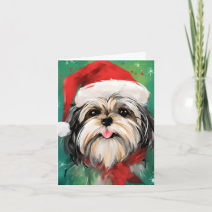 Carte Peinture de Noël Shih Tzu
