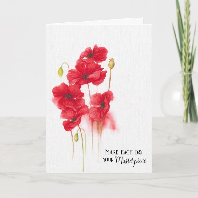 Carte Peinture de pavot rouge pour l'anniversaire (Devant)