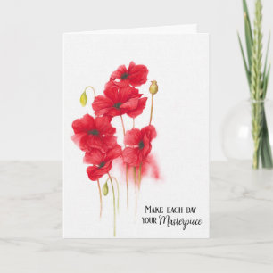 Carte Peinture de pavot rouge pour l'anniversaire