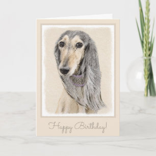 Carte Peinture de Saluki (faon) - art original mignon de