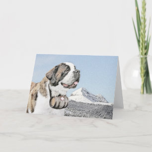 Carte Peinture de St Bernard - art original mignon de