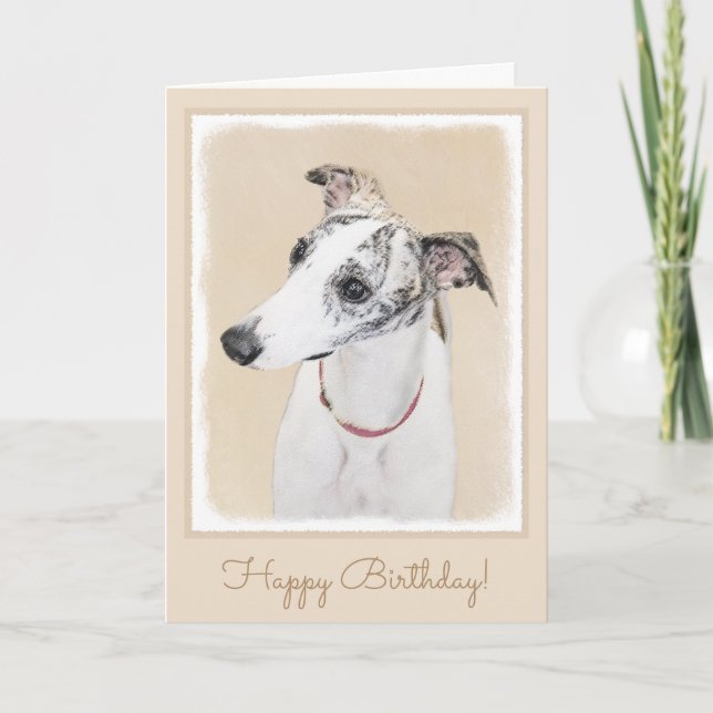 Carte Peinture de whippet - art original mignon de chien (Devant)