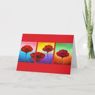 Carte Peinture des pavots rouges Valentine - Multi