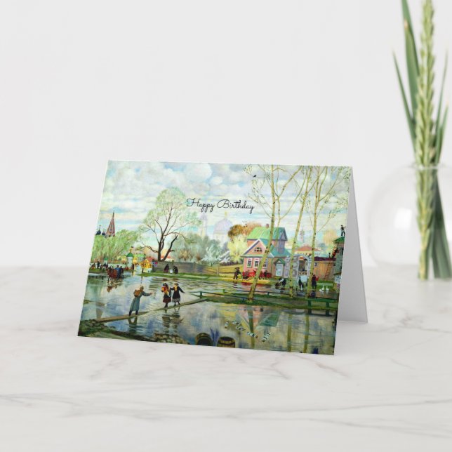 Carte Peinture du paysage de printemps - Joyeux annivers (Devant)
