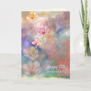Carte Peinture et fleurs Abstraites du 25e anniversaire