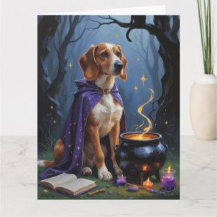 Carte Peinture fantaisiste d'Halloween de chien Afghan H