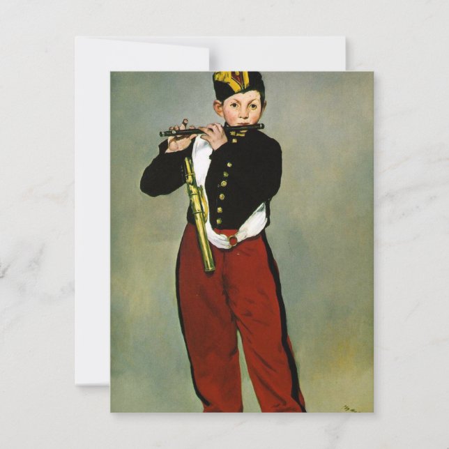 Carte Peinture impressionniste de jeune Flûtiste (Devant)