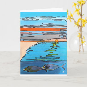 Carte Peinture Lever de soleil sur l'océan 8 bits par Al