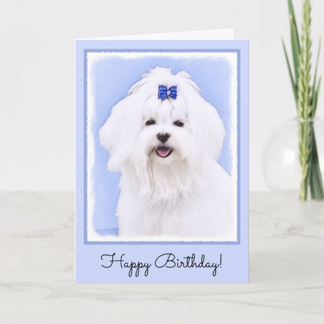 Carte Peinture maltaise - Joli art original pour chien (Devant)
