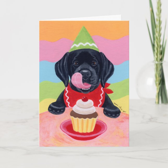 Carte Peinture noire de petit gâteau d'anniversaire de (Devant)