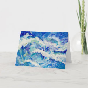 Carte Peinture Ocean Waves dans le blues et la note blan