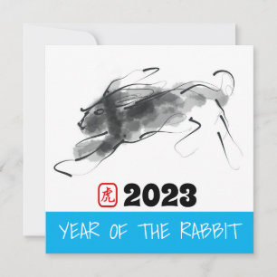 Carte Peinture originale Chine Rabbit Année Anniversaire