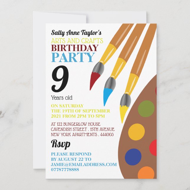 Carte Peinture pinceau et palette, arts et artisanat Ann (Devant)