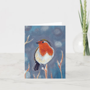 Carte Peinture Robin d'hiver