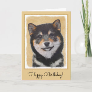 Carte Peinture Shiba Inu (Noir et Tan) - Art Chien