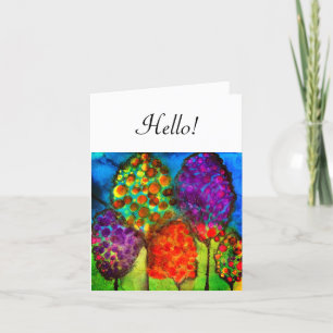 Carte Peinture sur doigt de Whimsical et Colorful Trees