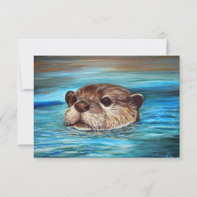 Carte Peinture sur la loutre de rivière (Devant)