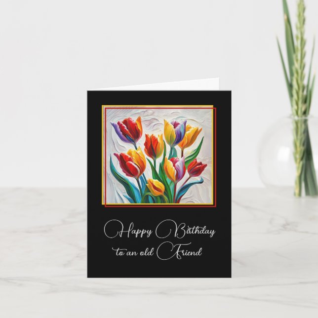 Carte Peinture Tulipe d'anniversaire (Devant)