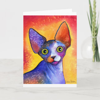 Carte Peinture vibrante du chat 3 de sphynx