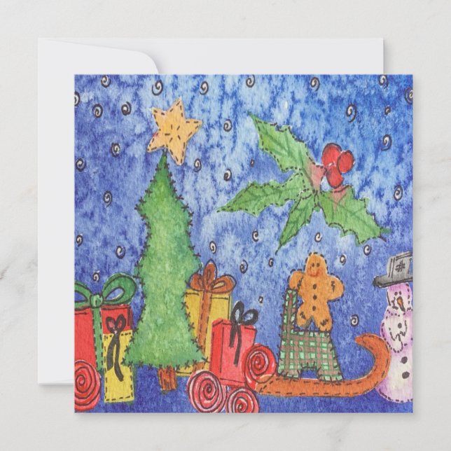 Carte Peinture Whimsical Christmas Cheer Watercolor (Devant)