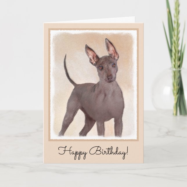 Carte Peinture Xoloitzcuintli - Beau art original de chi (Devant)