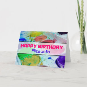 Carte Peintures aquarelle personnalisées Joyeux annivers