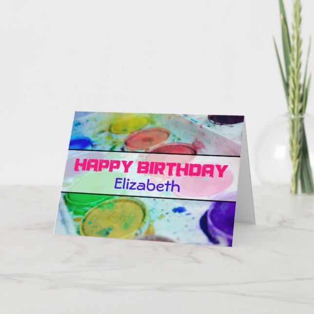 Carte Peintures aquarelle personnalisées Joyeux annivers (Devant)