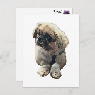 Carte Pekingese blanche avec "évier"