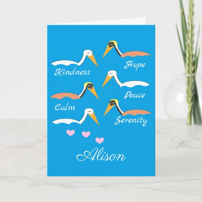 Carte Pélicans en méditation : Blanc bleu-vert (Devant)