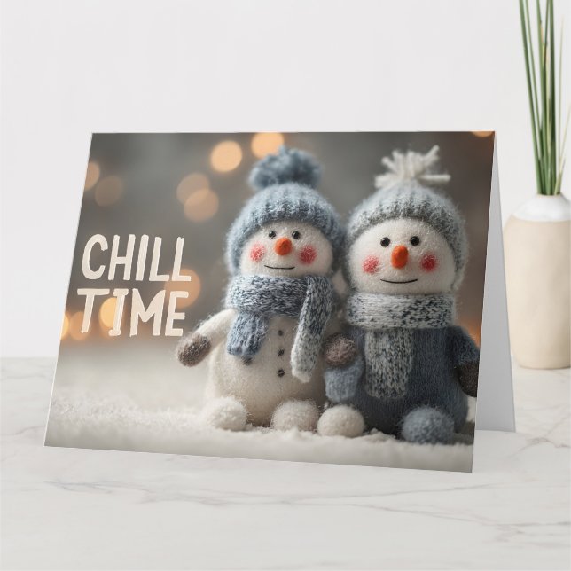 Carte Peluches de bonhomme de neige mignons avec chapeau (Devant)