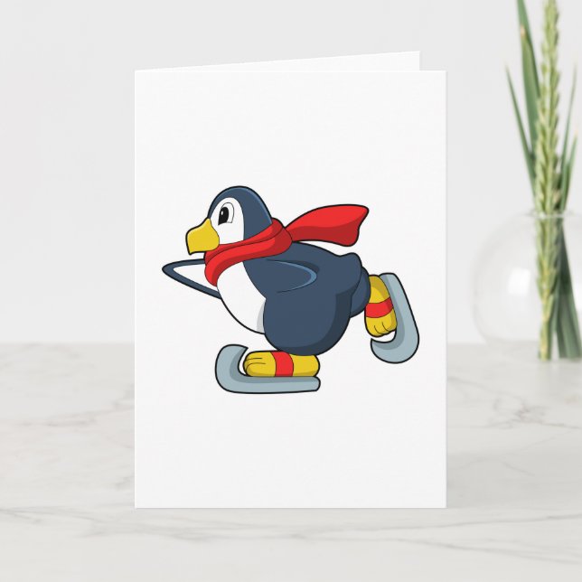 Carte Penguin at Ice skating with Ice skates.PNG (Devant)