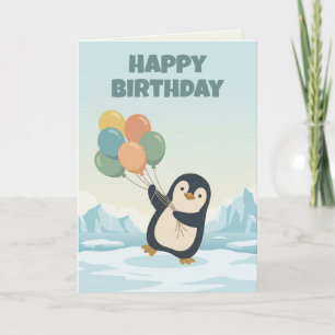 Carte Penguin Balloon Anniversaire Anniversaire Enfant